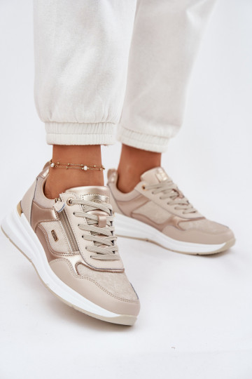 Peau baskets Chaussures modèle baskets Féminin avec fermetures éclair beige Lilimia 2