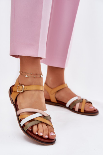 Sandales pour femmes Z Przeplatającymi Się Paskami Sergio Leone SK090H couleur jaune