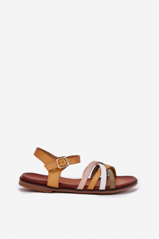 Sandales pour femmes Z Przeplatającymi Się Paskami Sergio Leone SK090H couleur jaune