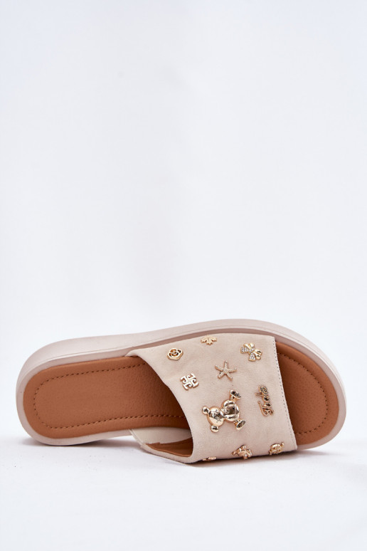 Chaussons femme en daim Z Przypinkami Vinceza 66741 beige Chaussons femme en daim Z Przypinkami Vinceza 66741 beige