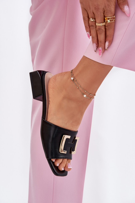 Style élégant Pantoufles pour femmes Klocke Ze couleur doréem Detalem Vinceza 62229 couleur noire Style élégant Pantoufles pour femmes Klocke Ze couleur doréem Detalem Vinceza 62229 couleur noire