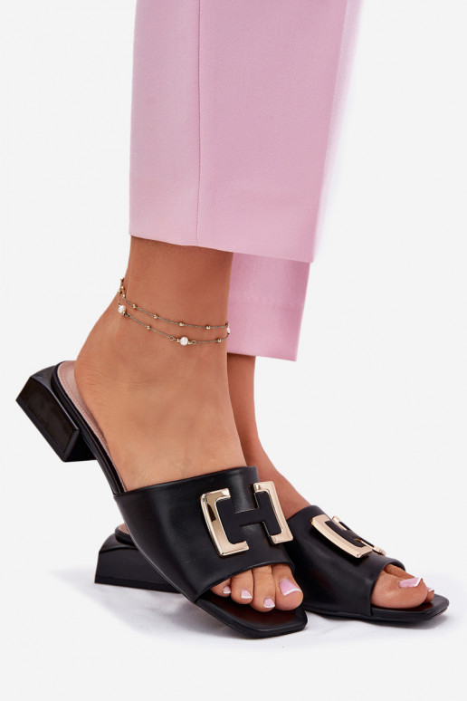 Style élégant Pantoufles pour femmes Klocke Ze couleur doréem Detalem Vinceza 62229 couleur noire Style élégant Pantoufles pour femmes Klocke Ze couleur doréem Detalem Vinceza 62229 couleur noire