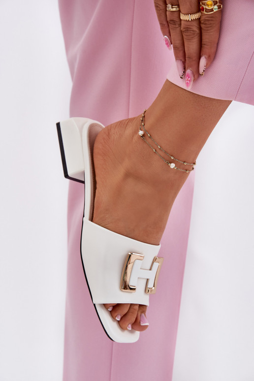 Style élégant Pantoufles pour femmes Klocke Ze couleur doréem Detalem Vinceza 62229 couleur blanche Style élégant Pantoufles pour femmes Klocke Ze couleur doréem Detalem Vinceza 62229 couleur blanche
