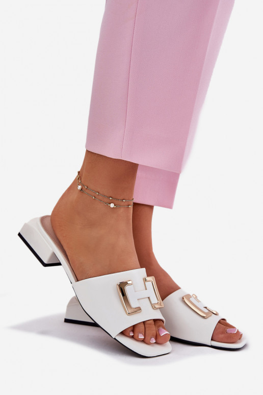 Style élégant Pantoufles pour femmes Klocke Ze couleur doréem Detalem Vinceza 62229 couleur blanche Style élégant Pantoufles pour femmes Klocke Ze couleur doréem Detalem Vinceza 62229 couleur blanche