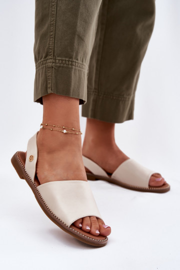 Sandales pour femmes avec des talons larges Eko Peau beige Dereka 2