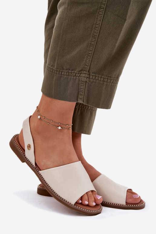Sandales pour femmes avec des talons larges Eko Peau beige Dereka