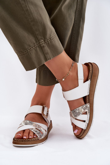 Chaussures femmes blanches avec boucles, Inblu GS000056 2