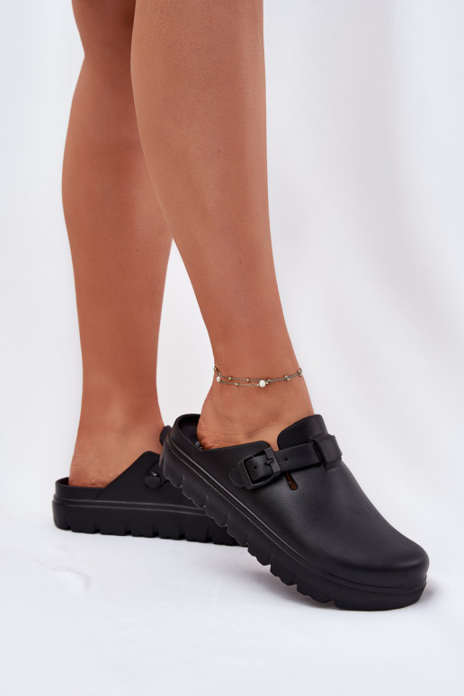 Pantoufles légères Pantoufles pour femmes avec des sangles I avec boucles couleur noire Larinie Pantoufles légères Pantoufles pour femmes avec des sangles I avec boucles couleur noire Larinie