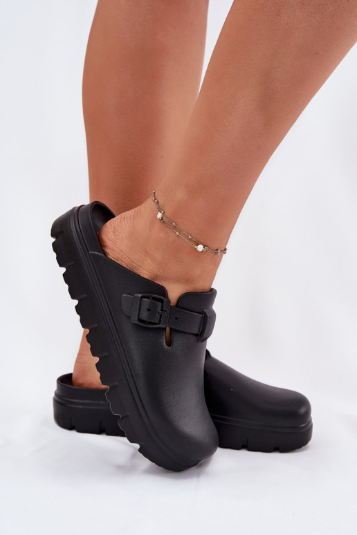 Pantoufles légères Pantoufles pour femmes avec des sangles I avec boucles couleur noire Larinie Pantoufles légères Pantoufles pour femmes avec des sangles I avec boucles couleur noire Larinie