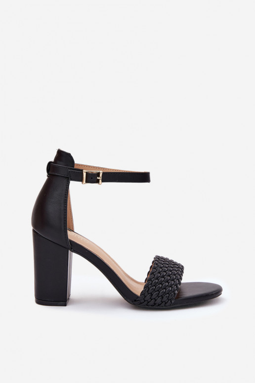 Sandales à talons hauts pour femme Avec sangle tressée couleur noire Asdine Sandales à talons hauts pour femme Avec sangle tressée couleur noire Asdine