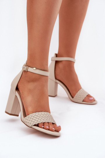 Sandales à talons hauts pour femmes avec sangle tressée Asdine de couleur sable 2