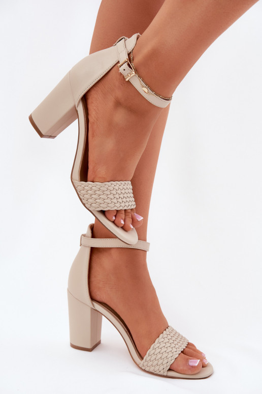Sandales à talons hauts pour femme Avec sangle tressée beige Asdine Sandales à talons hauts pour femme Avec sangle tressée beige Asdine