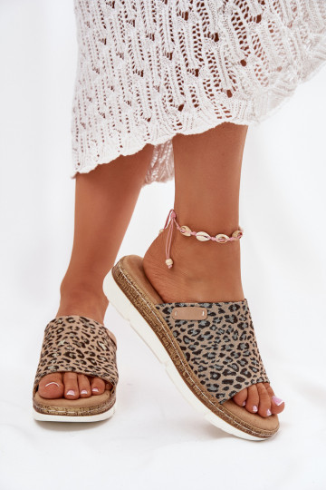 Chaussons pour femmes sur plateforme avec motifs léopard Norozi