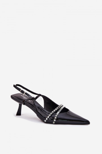 Bottines vernies avec talons fins et sangles Jelmia de couleur noire 2
