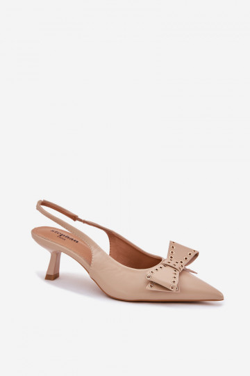 Chaussures avec des talons fins avec des rubans beige Folesca 2