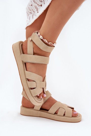 Sandales pour femmes avec fermetures auto-agrippantes Uvissa couleur sable 2