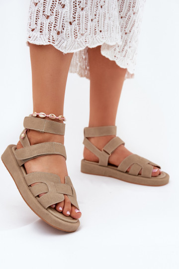 Sandales pour femmes avec fermetures auto-agrippantes Uvissa couleur chaki