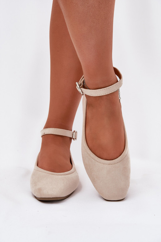 Eko Ballerines en daim avec des sangles I avec boucles beige Deomira