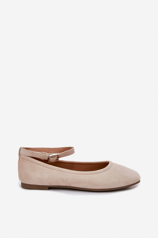 Eko Ballerines en daim avec des sangles I avec boucles beige Deomira