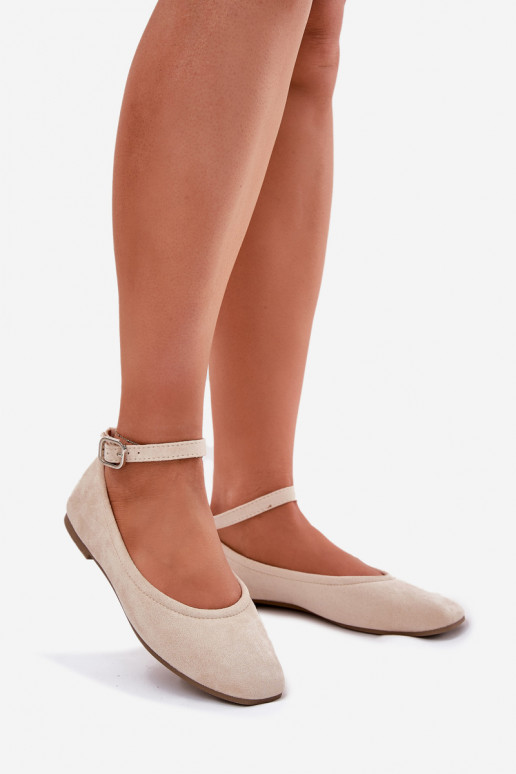 Eko Ballerines en daim avec des sangles I avec boucles beige Deomira