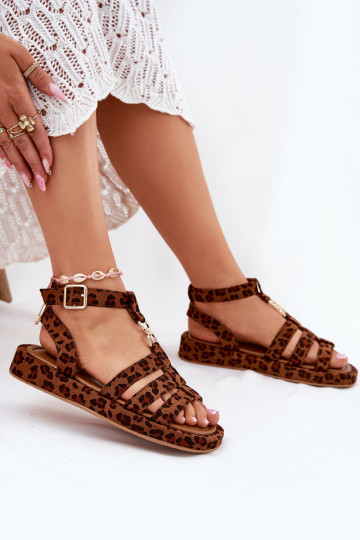 Sandales pour femmes à plateforme avec détails dorés Kartia avec motifs léopard