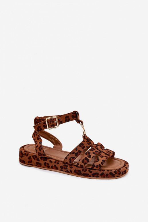 Sandales pour femmes avec une plateforme Ze couleur doréem Detalem avec des motifs en fourrure de léopard Kartia Sandales pour femmes avec une plateforme Ze couleur doréem Detalem avec des motifs en fourrure de léopard Kartia