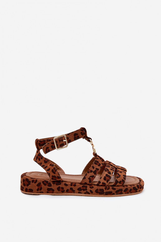 Sandales pour femmes avec une plateforme Ze couleur doréem Detalem avec des motifs en fourrure de léopard Kartia Sandales pour femmes avec une plateforme Ze couleur doréem Detalem avec des motifs en fourrure de léopard Kartia