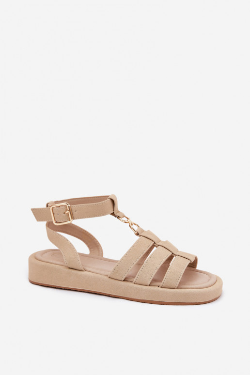 Sandales pour femmes avec une plateforme Ze couleur doréem Detalem beige Kartia