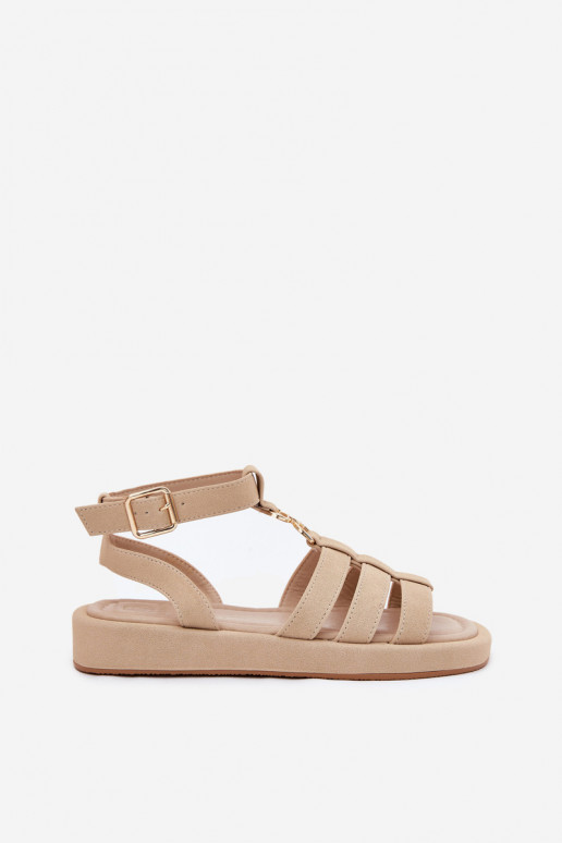 Sandales pour femmes avec une plateforme Ze couleur doréem Detalem beige Kartia