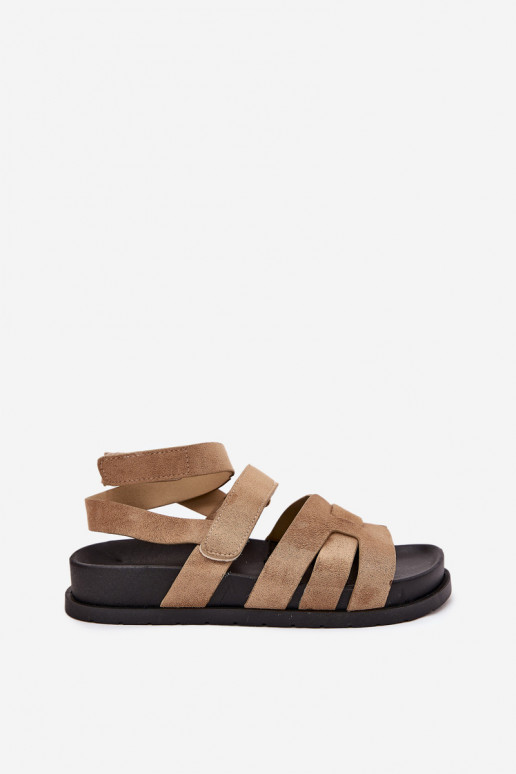 Eko Sandales femme en daim Z avec fermoir adhésifami beige Valpera