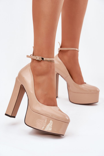 Chaussures vernies à talons hauts et plateforme Nianka sable 2