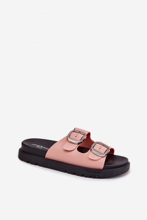 Pantoufles pour femmes avec boucles avec une plateforme couleur rose Elamas Pantoufles pour femmes avec boucles avec une plateforme couleur rose Elamas