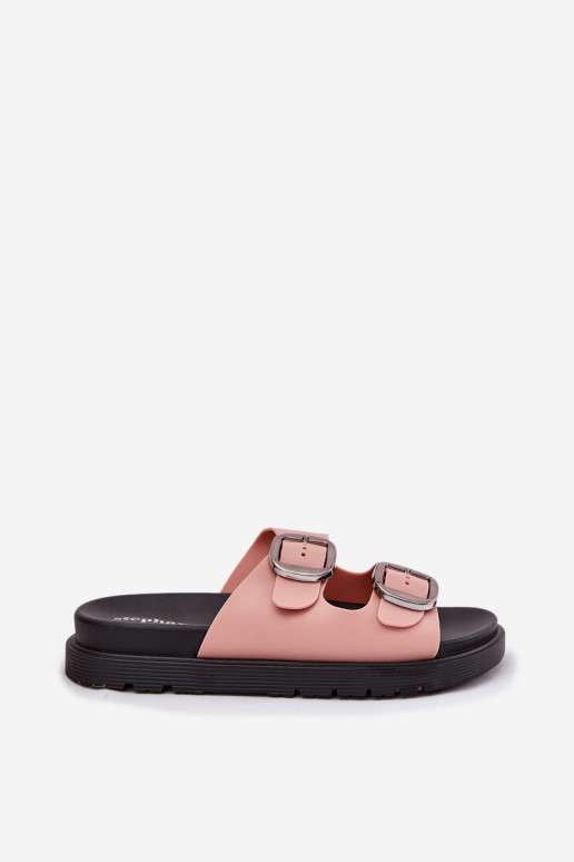 Pantoufles pour femmes avec boucles avec une plateforme couleur rose Elamas Pantoufles pour femmes avec boucles avec une plateforme couleur rose Elamas