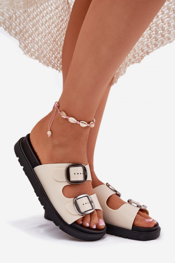 Chaussons pour femmes avec boucles et plateforme Elamas sable