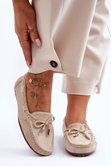 Mocassins élégants en daim beige Si Passione 2