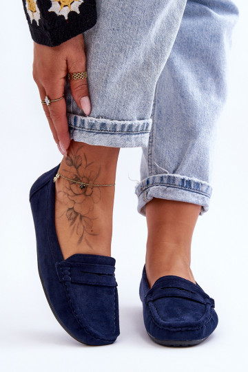 Mocassins élégants en daim bleu foncé Lenvie 2