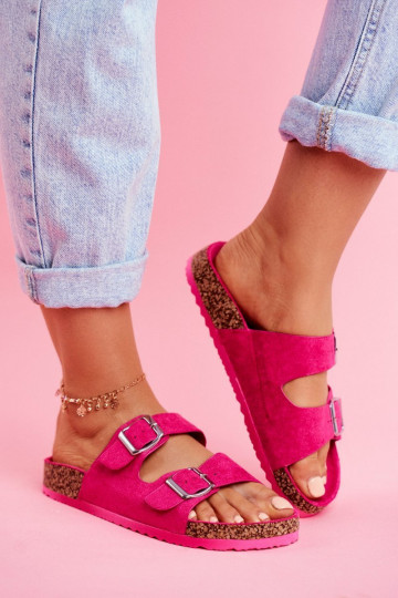 Féminin Chaussons Sur Korek avec boucles couleur rose Si Senor