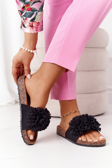 Chaussons Sur une semelle en liège couleur noire FloÀerbomb 2