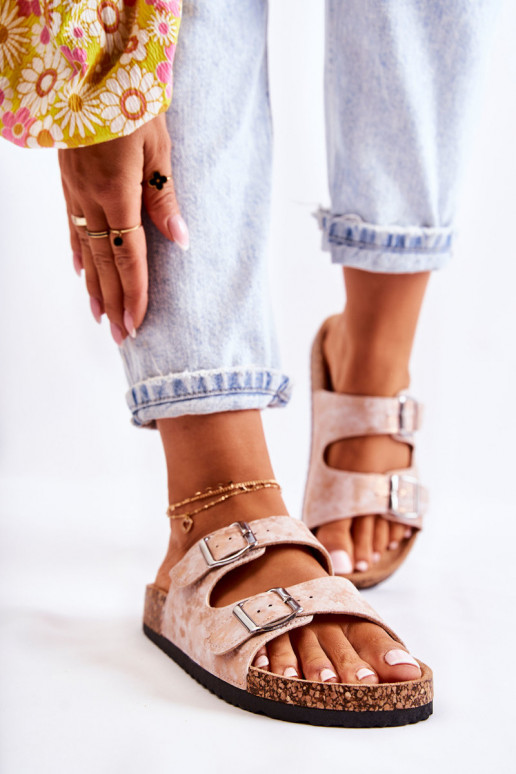 Féminin Chaussons Sur Korek avec boucles couleur or rose Vivio Féminin Chaussons Sur Korek avec boucles couleur or rose Vivio