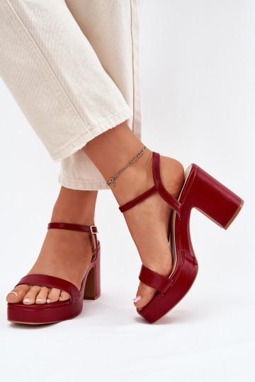 Sandales pour femmes en cuir synthétique avec talons Lillita couleur bordeaux