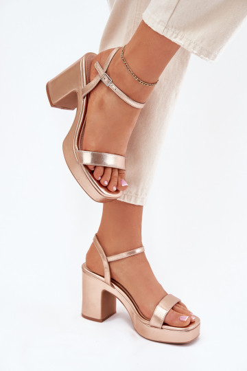 Sandales pour femmes en cuir synthétique avec talons Lillita couleur or rose 2