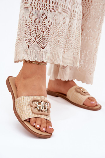 isocèle Pantoufles pour femmes Avec des décorations Detalem beige Nenitta