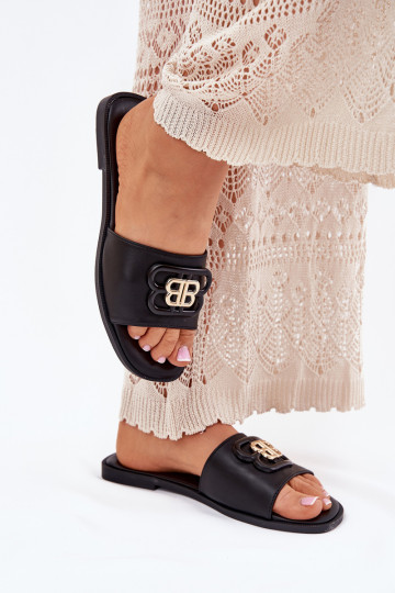 isocèle Pantoufles pour femmes Avec des décorations Detalem couleur noire Nenitta