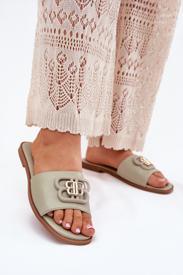 Mules à semelle plate avec détails ornés Nenitta couleur verte 2
