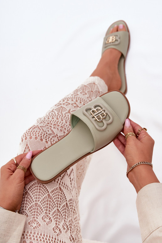 isocèle Pantoufles pour femmes Avec des décorations Detalem couleur verte Nenitta