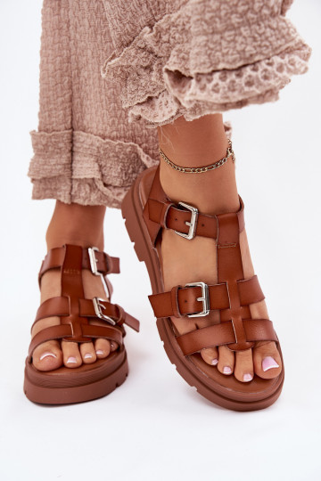Sandales pour femmes Eko Peau avec boucles marron Jeneliena 2
