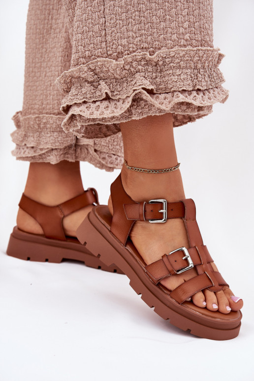 Sandales pour femmes Eko Peau avec boucles marron Jeneliena