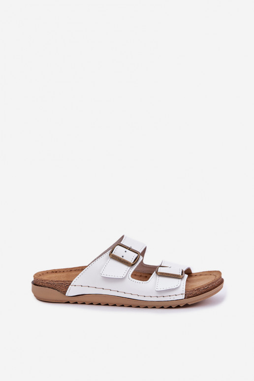 Pantoufles en cuir Féminin Z Klarami Inblu AA0002KU couleur blanche Pantoufles en cuir Féminin Z Klarami Inblu AA0002KU couleur blanche