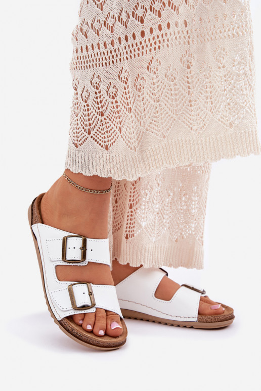 Pantoufles en cuir Féminin Z Klarami Inblu AA0002KU couleur blanche Pantoufles en cuir Féminin Z Klarami Inblu AA0002KU couleur blanche