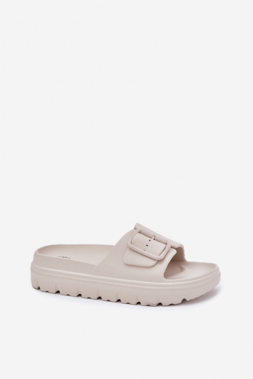 Pantoufles pour femmes Pantoufles légères avec une plateforme avec boucles beige Viasara Pantoufles pour femmes Pantoufles légères avec une plateforme avec boucles beige Viasara